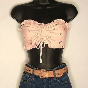 SKYLAR + MADISON Ruched Bandeau Ruffle Top ~ NWT